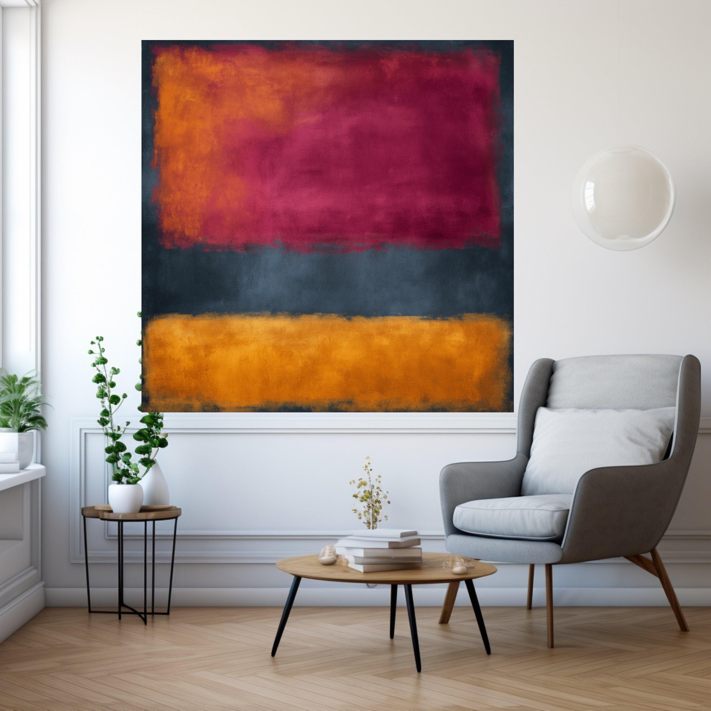 Mark Rothko Abstract Wall Art, Modern Minimalist Painting, Deep Red and Orange Rectangles, Contemporary Home Decor, Ready to Hang