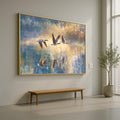 Canada Geese Flying Above Lake Canvas, Bird Wall Art, Nature Reflection Painting, Wildlife Landscape Canvas, Home Decor Art Print