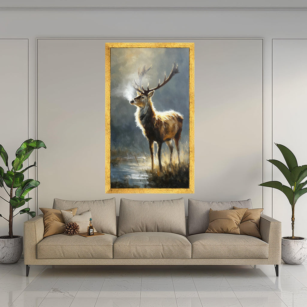 Majestic Deer Canvas Wall Art, Wildlife Nature Painting, Rustic Forest Decor, Animal Portrait, Autumn Landscape Canvas, Ready to Hang