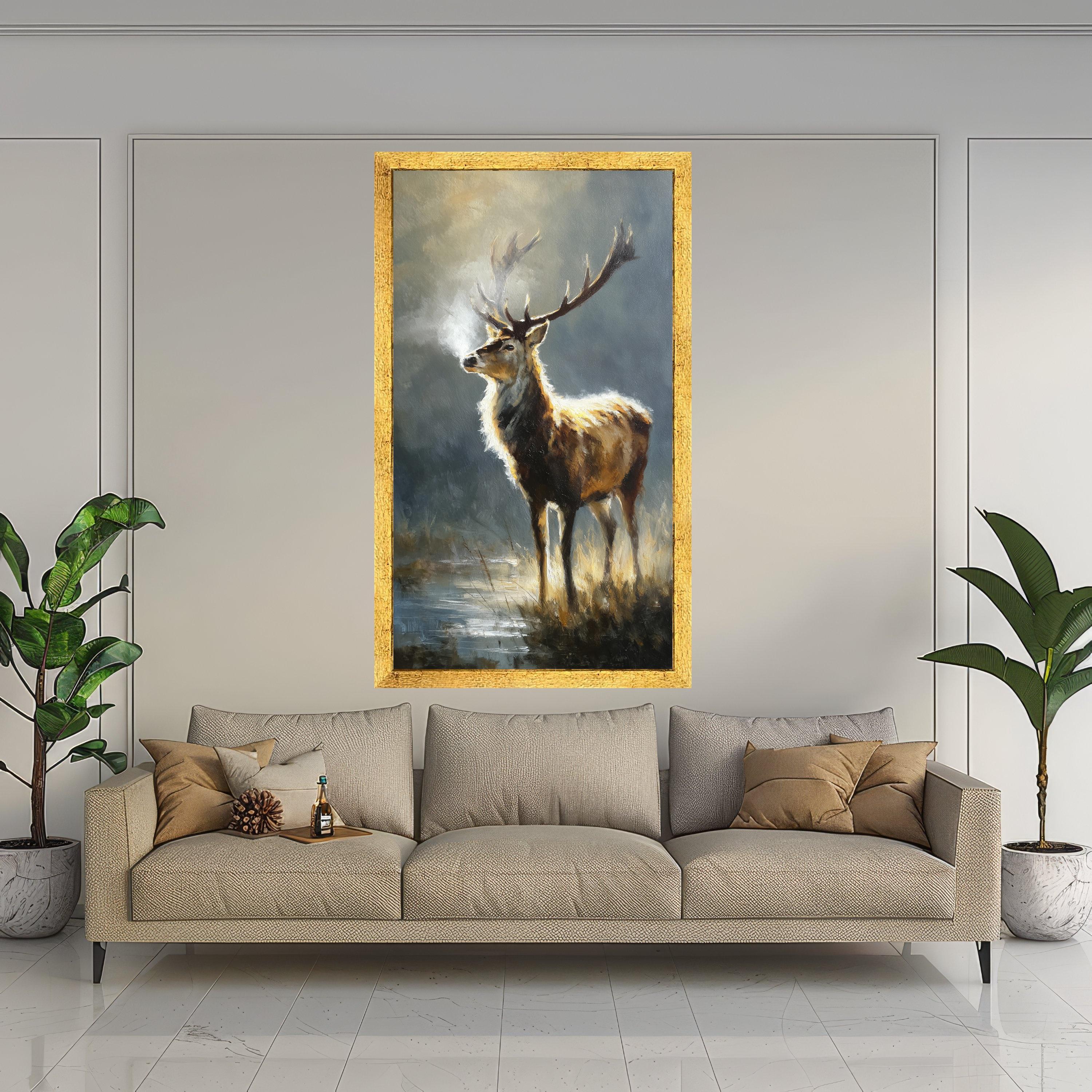 Majestic Deer Canvas Wall Art, Wildlife Nature Painting, Rustic Forest Decor, Animal Portrait, Autumn Landscape Canvas, Ready to Hang