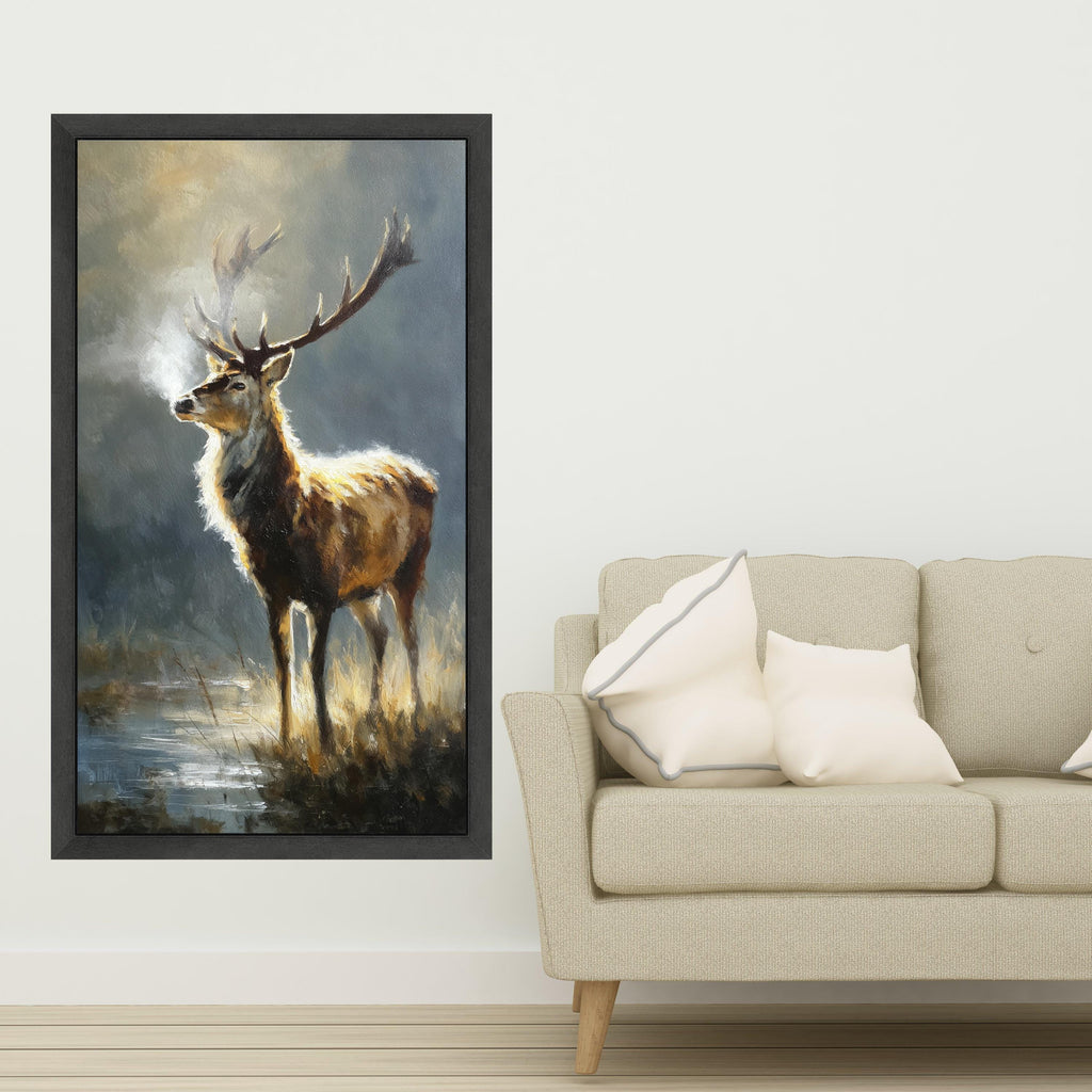 Majestic Deer Canvas Wall Art, Wildlife Nature Painting, Rustic Forest Decor, Animal Portrait, Autumn Landscape Canvas, Ready to Hang