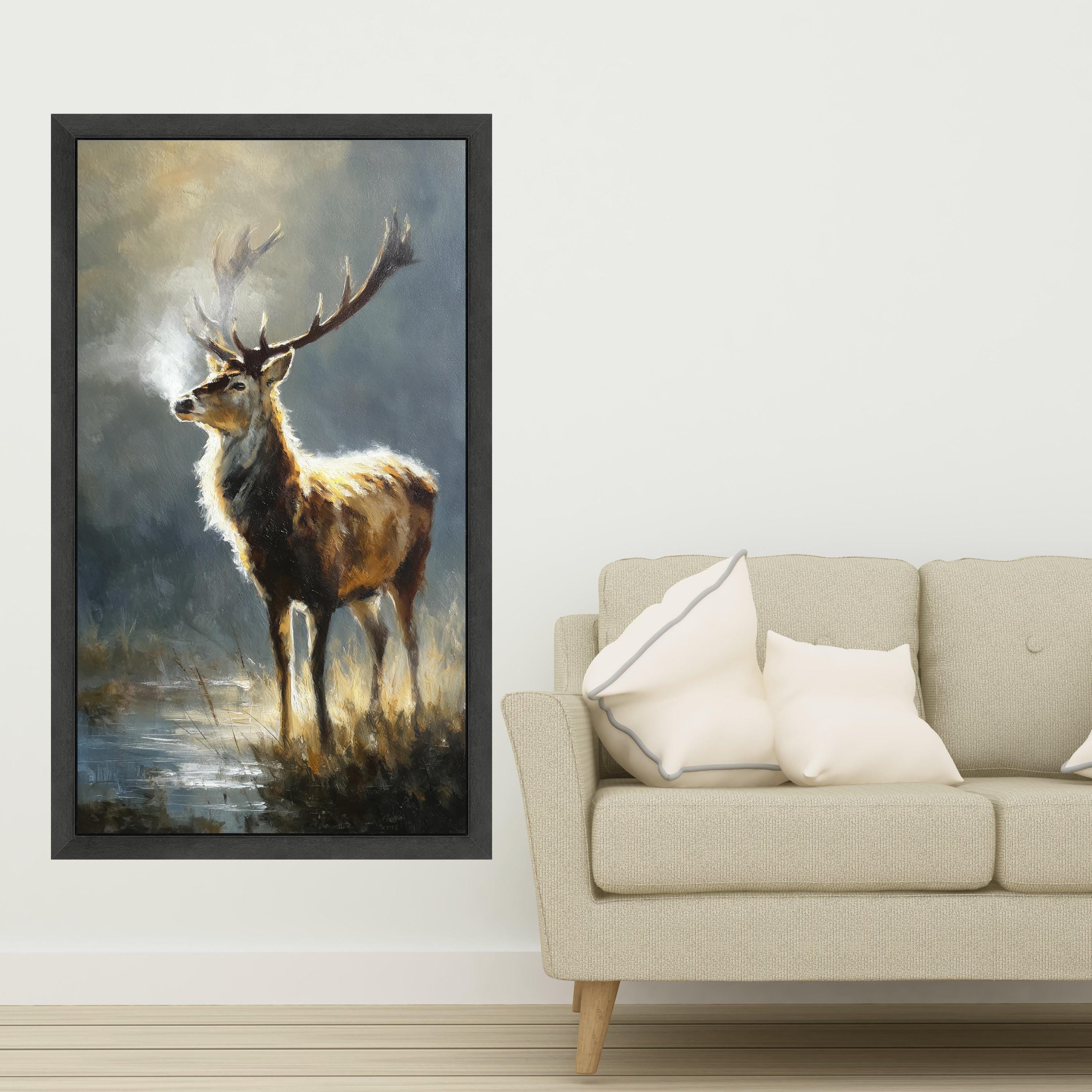 Majestic Deer Canvas Wall Art, Wildlife Nature Painting, Rustic Forest Decor, Animal Portrait, Autumn Landscape Canvas, Ready to Hang
