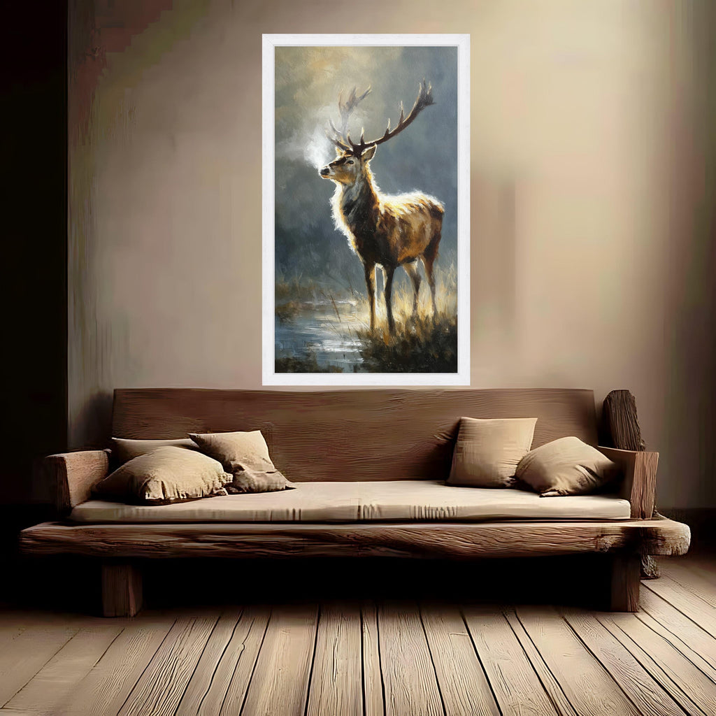 Majestic Deer Canvas Wall Art, Wildlife Nature Painting, Rustic Forest Decor, Animal Portrait, Autumn Landscape Canvas, Ready to Hang