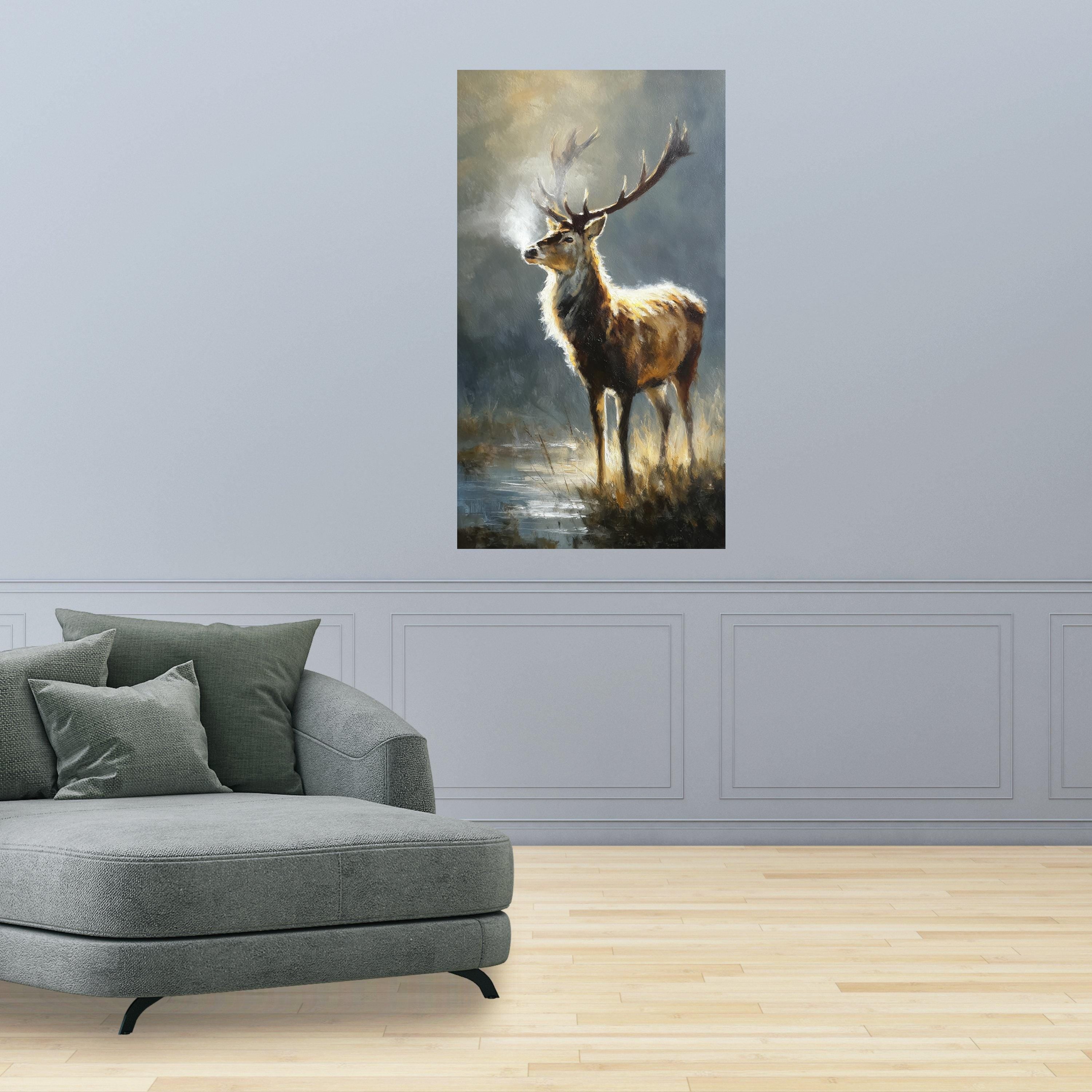 Majestic Deer Canvas Wall Art, Wildlife Nature Painting, Rustic Forest Decor, Animal Portrait, Autumn Landscape Canvas, Ready to Hang