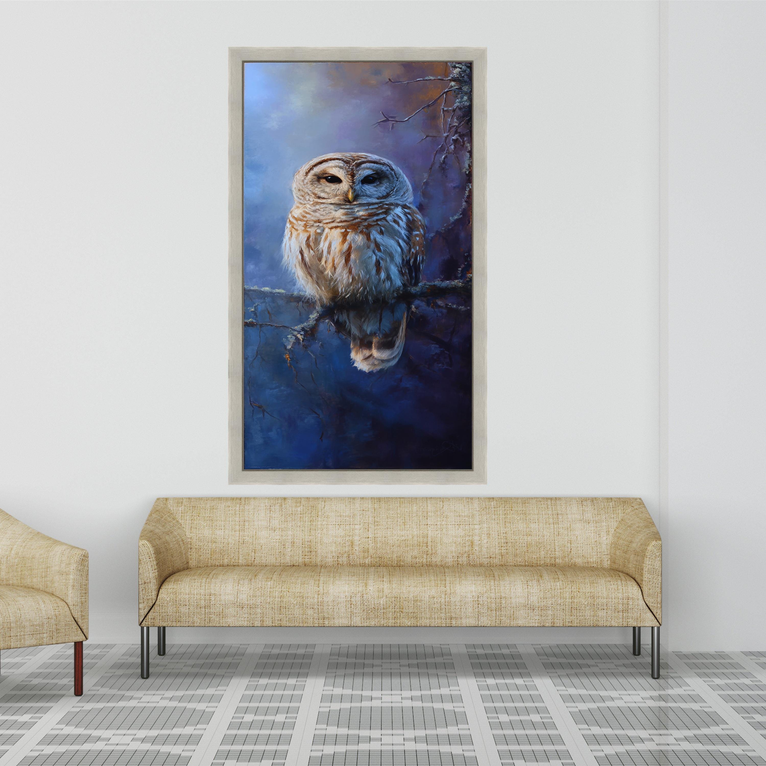 Majestic Owl on Branch Canvas, Wildlife Wall Art, Realistic Bird Painting, Nature Decor, Forest Animal Canvas, Bird Lover Gift, Ready to