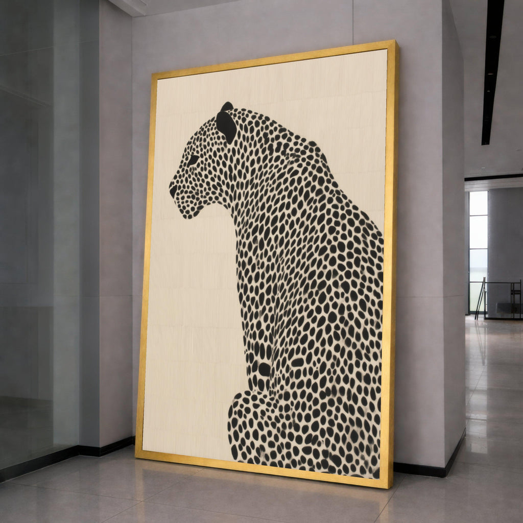Elegant Spotted Cheetah Canvas, Black and White Animal Wall Art, Minimalist Wildlife Decor, Safari Animal Canvas Print, Modern Home