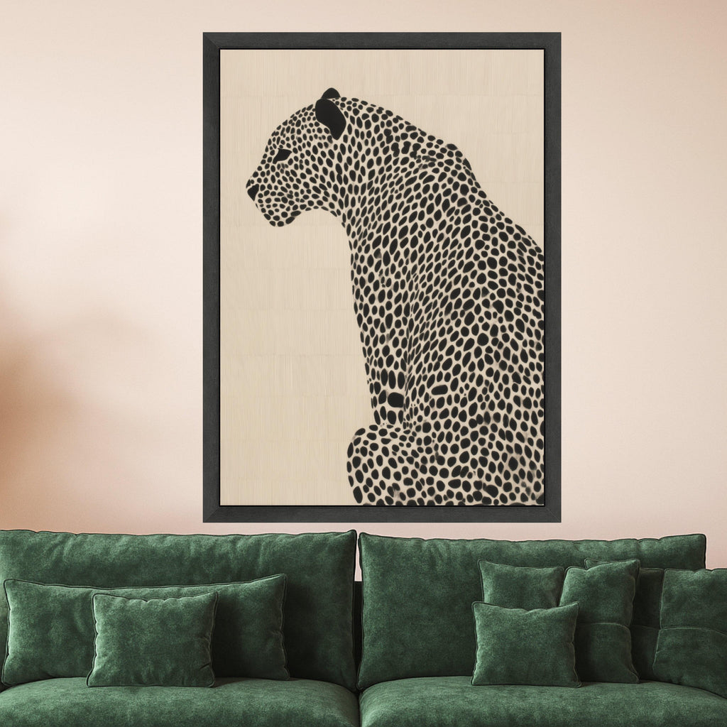 Elegant Spotted Cheetah Canvas, Black and White Animal Wall Art, Minimalist Wildlife Decor, Safari Animal Canvas Print, Modern Home