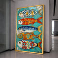 Colorful Patterned Fish Canvas, Nautical Wall Art, Coastal Home Decor, Vibrant Fish Painting, Ocean Inspired Canvas Art, Ready to Hang