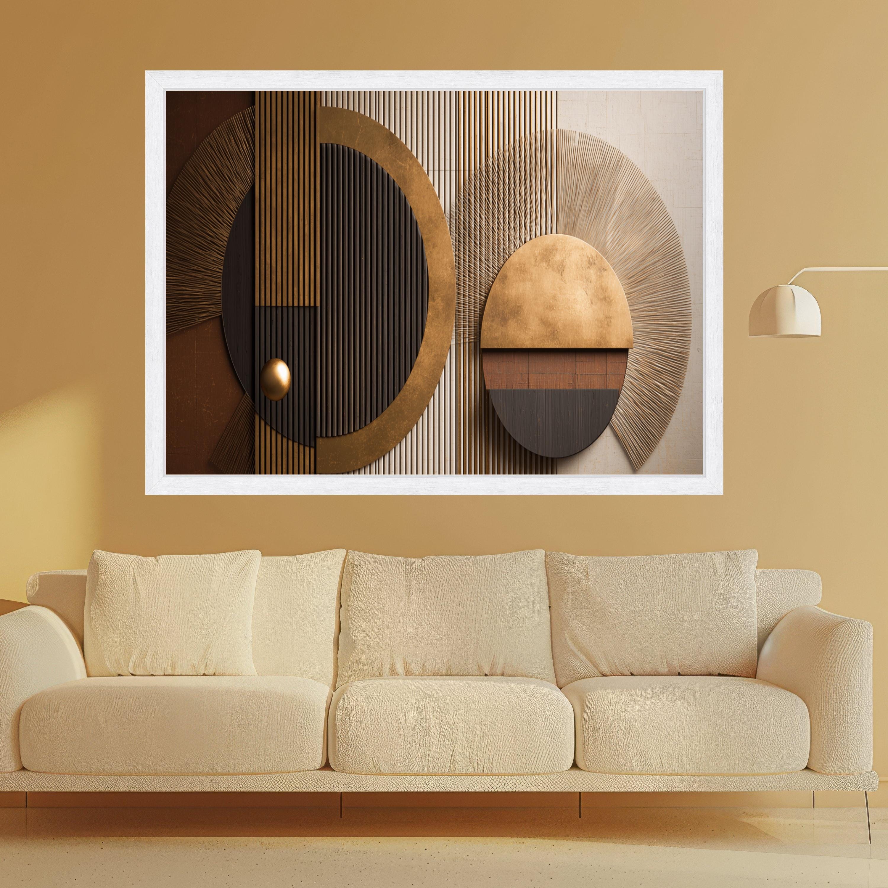 Modern Geometric Circles Canvas, Metallic Gold and Black Abstract Wall Art, Home Decor, Contemporary Canvas Design, Ready to Hang