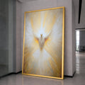 Radiant Dove Canvas Wall Art, Spiritual Bird Painting, White and Gold Wings, Abstract Peaceful Home Decor, Inspirational Wall Hanging