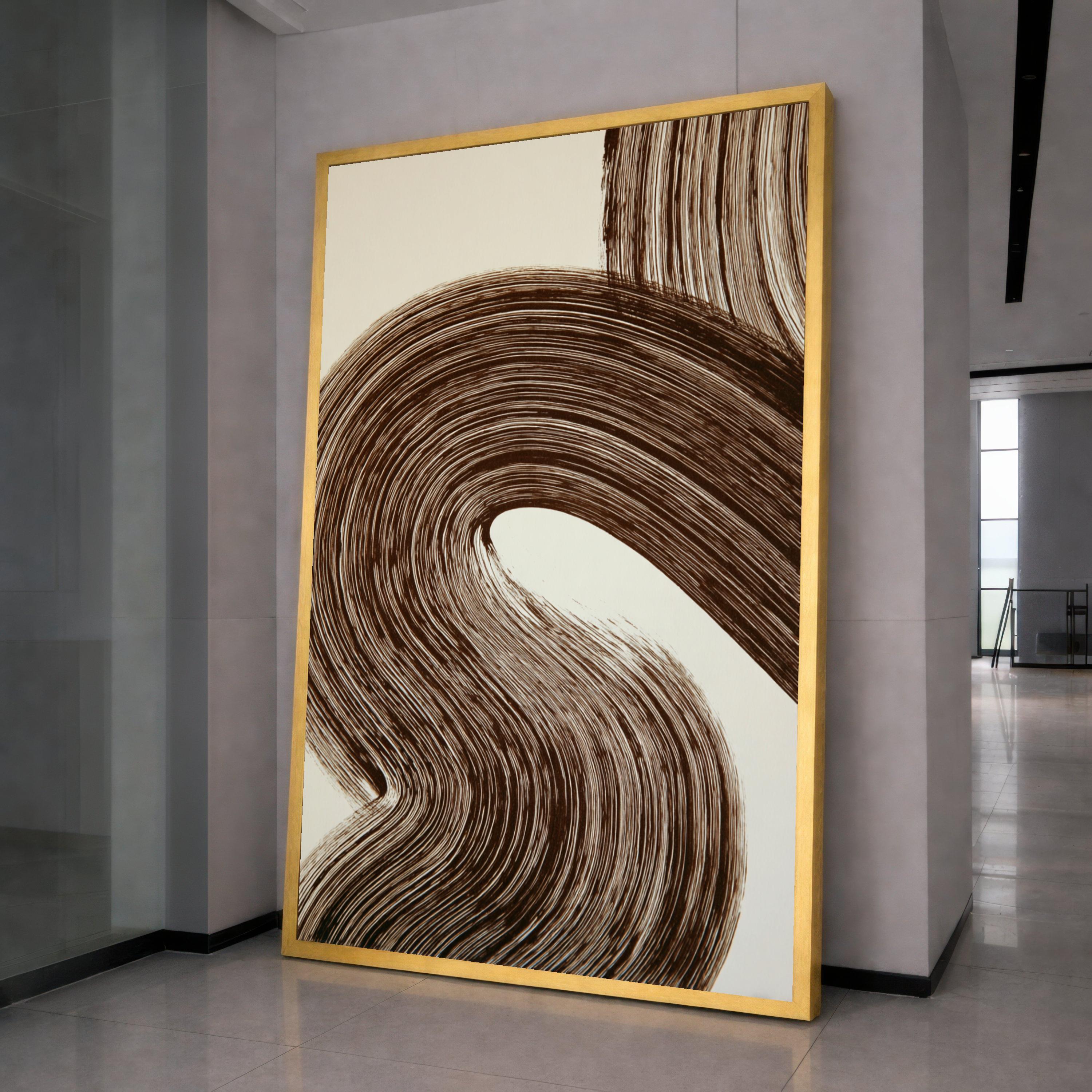 Abstract Brown Swirl Canvas, Modern Minimalist Wall Art, Earth Tone Home Decor, Contemporary Canvas Painting, Ready to Hang Artwork