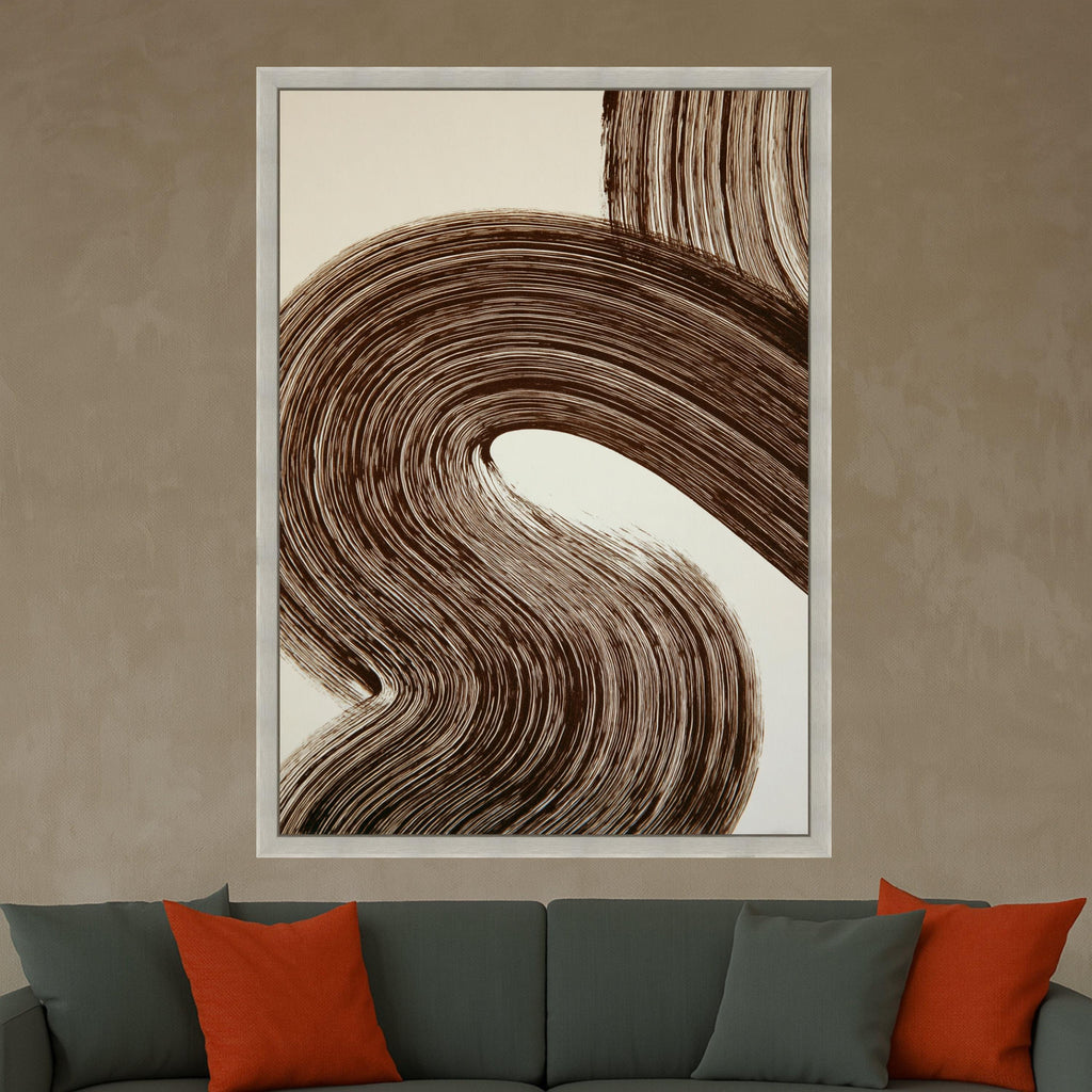 Abstract Brown Swirl Canvas, Modern Minimalist Wall Art, Earth Tone Home Decor, Contemporary Canvas Painting, Ready to Hang Artwork