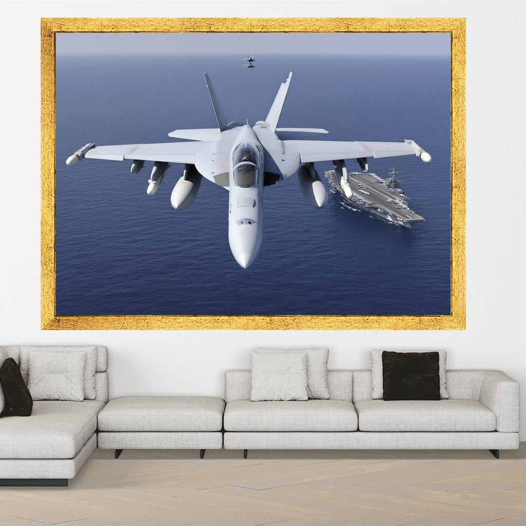 Military Jet Fighter Formation, Aircraft Carrier Canvas, Navy Aviation Wall Art, Modern Warplane Art, Navy Fleet Canvas Decoration