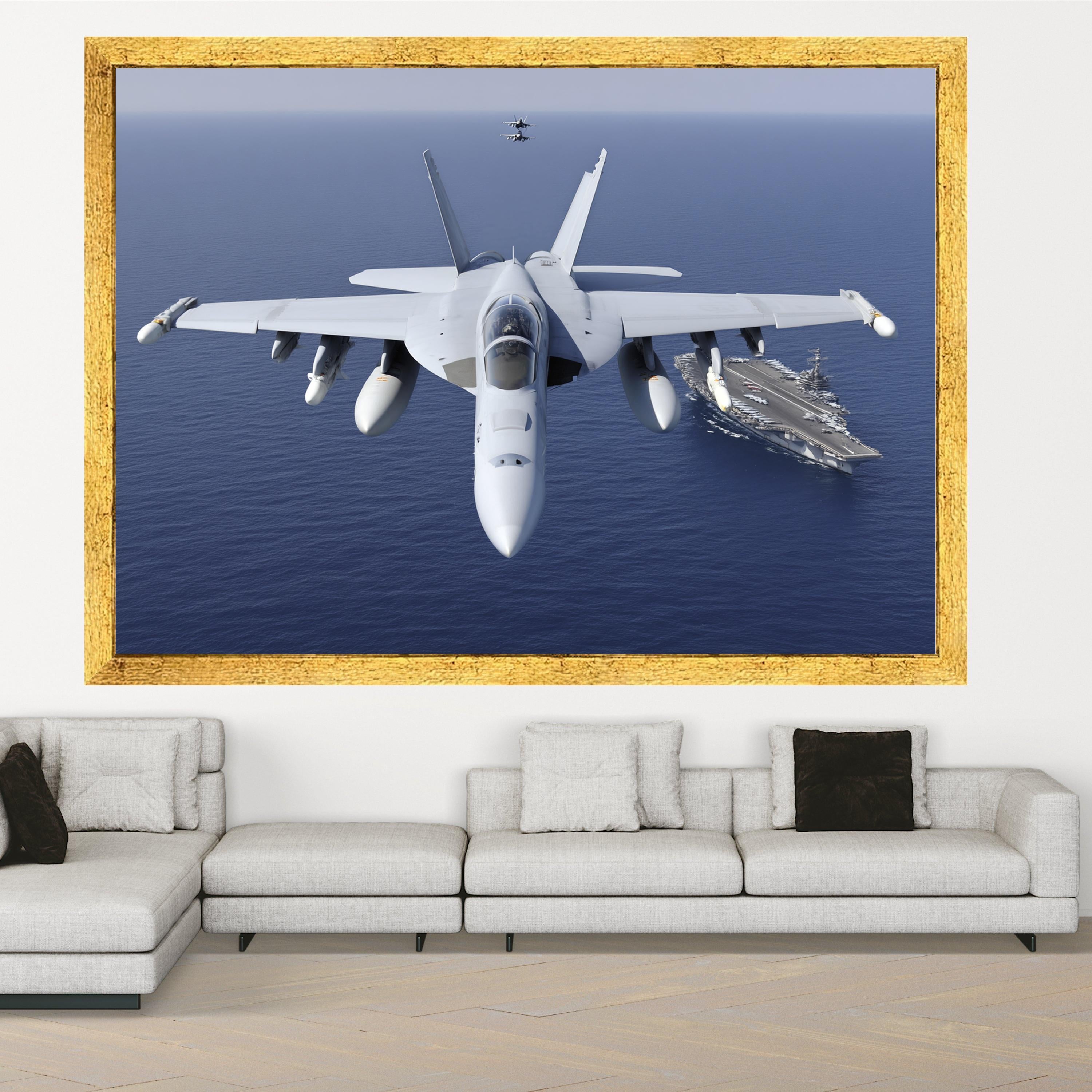 Military Jet Fighter Formation, Aircraft Carrier Canvas, Navy Aviation Wall Art, Modern Warplane Art, Navy Fleet Canvas Decoration