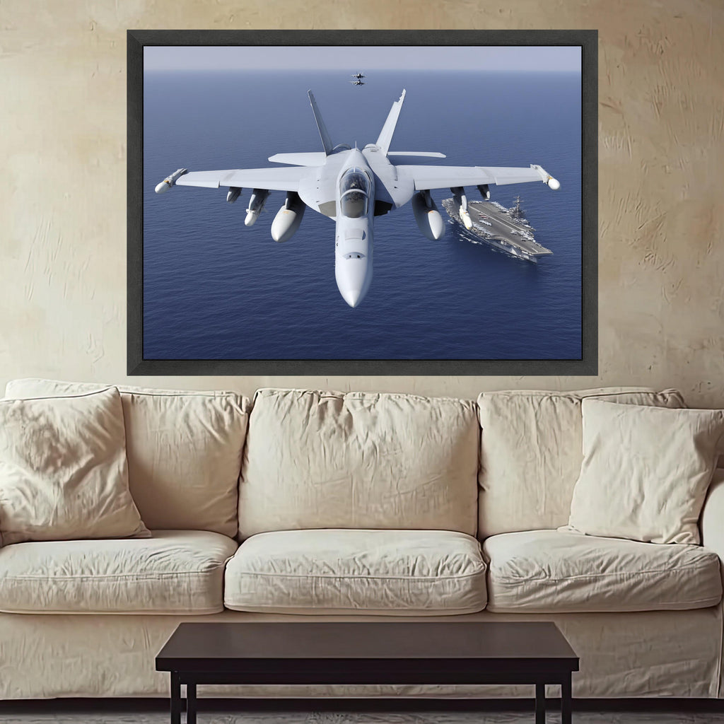 Military Jet Fighter Formation, Aircraft Carrier Canvas, Navy Aviation Wall Art, Modern Warplane Art, Navy Fleet Canvas Decoration