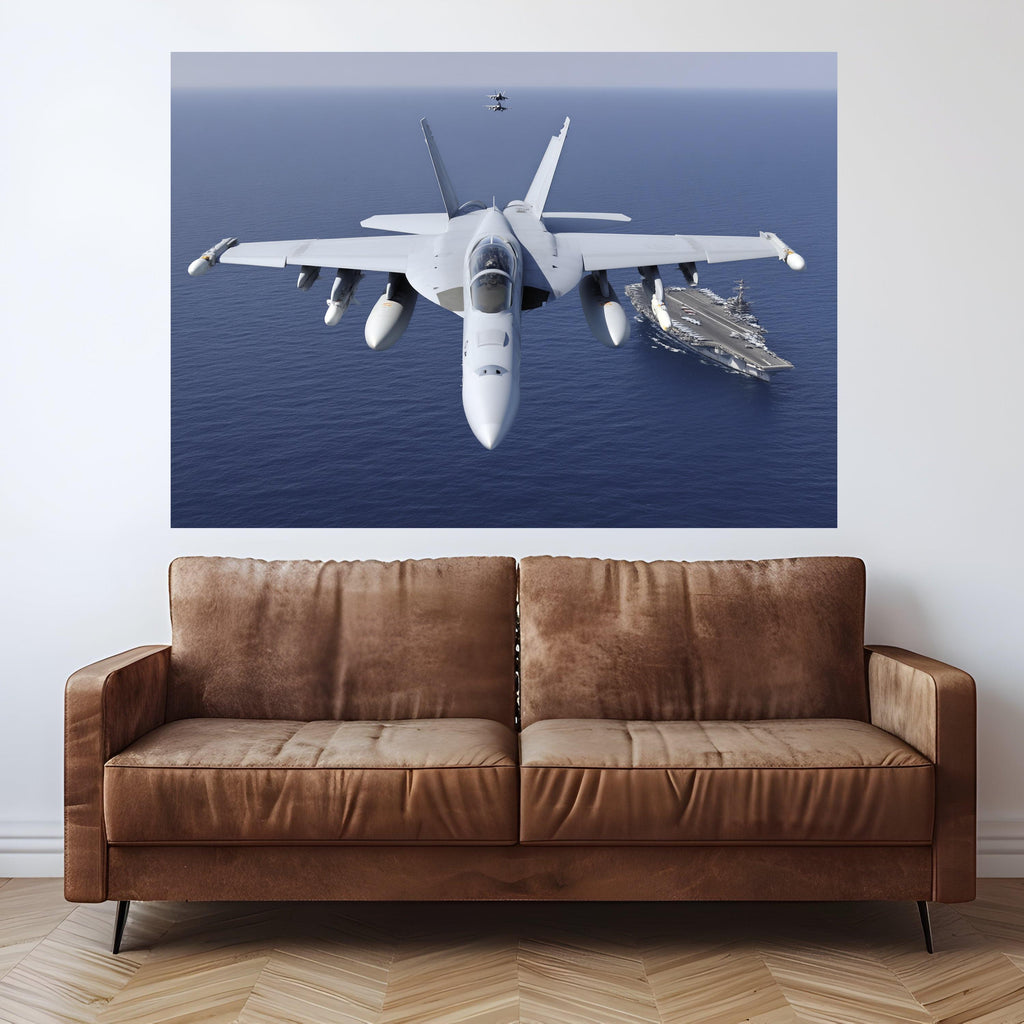 Military Jet Fighter Formation, Aircraft Carrier Canvas, Navy Aviation Wall Art, Modern Warplane Art, Navy Fleet Canvas Decoration