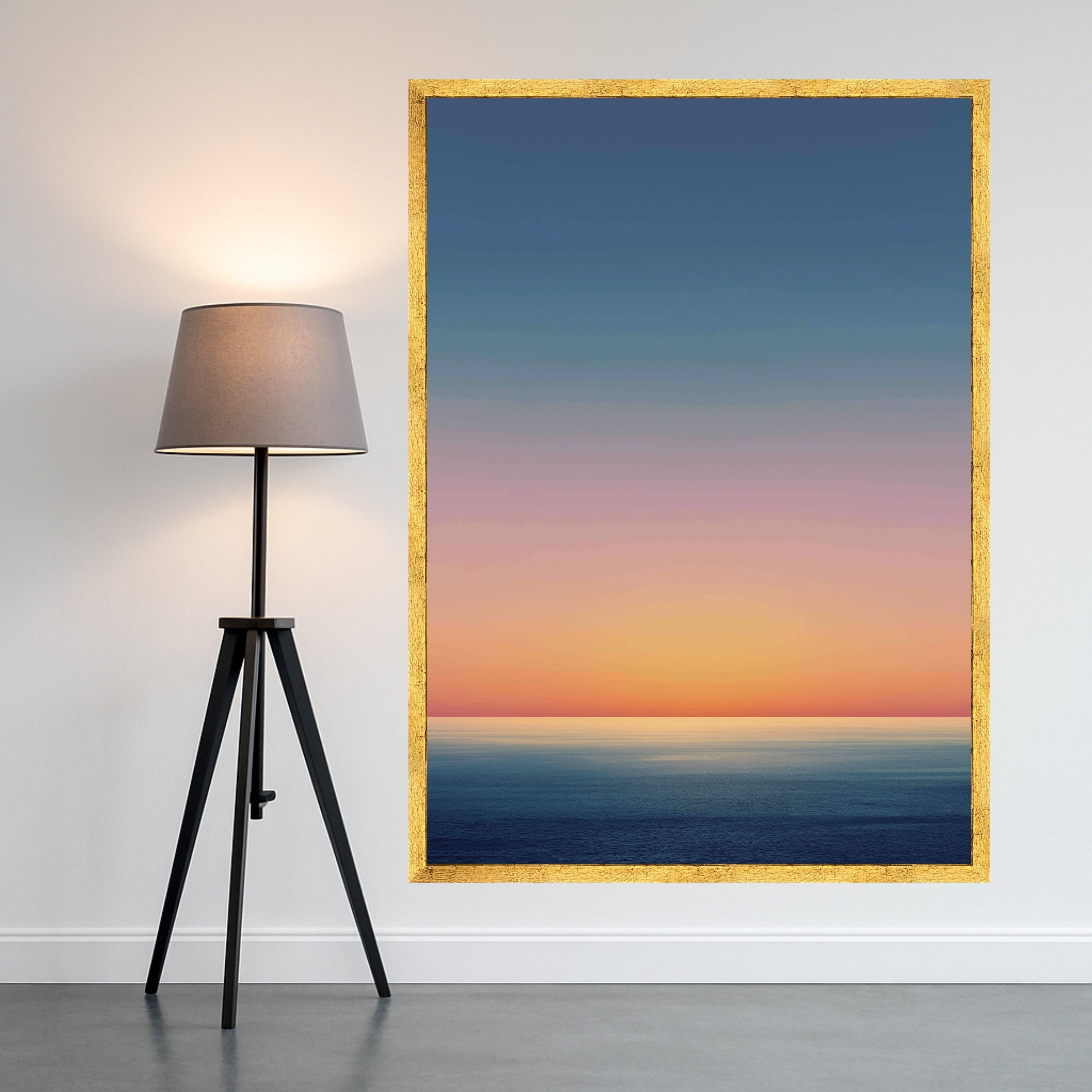 Tranquil Ocean Sunset Canvas, Seascape Wall Art, Soft Gradient Sky Canvas, Coastal Home Decor, Modern Nature Canvas Print