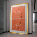 Basketball Court Aerial View Canvas, Sports Wall Art, Urban Game Scene Canvas, Abstract Court Art, Home Decor for Sports Fans