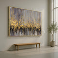 Abstract Gold Splatter Canvas, Modern Metallic Wall Art, Gray Black Accent, Home Decoration, Contemporary Canvas Painting