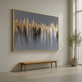 Modern Abstract Gold Canvas, Metallic Wall Art, Neutral Grey Background, Contemporary Home Decor, Luxury Canvas Painting
