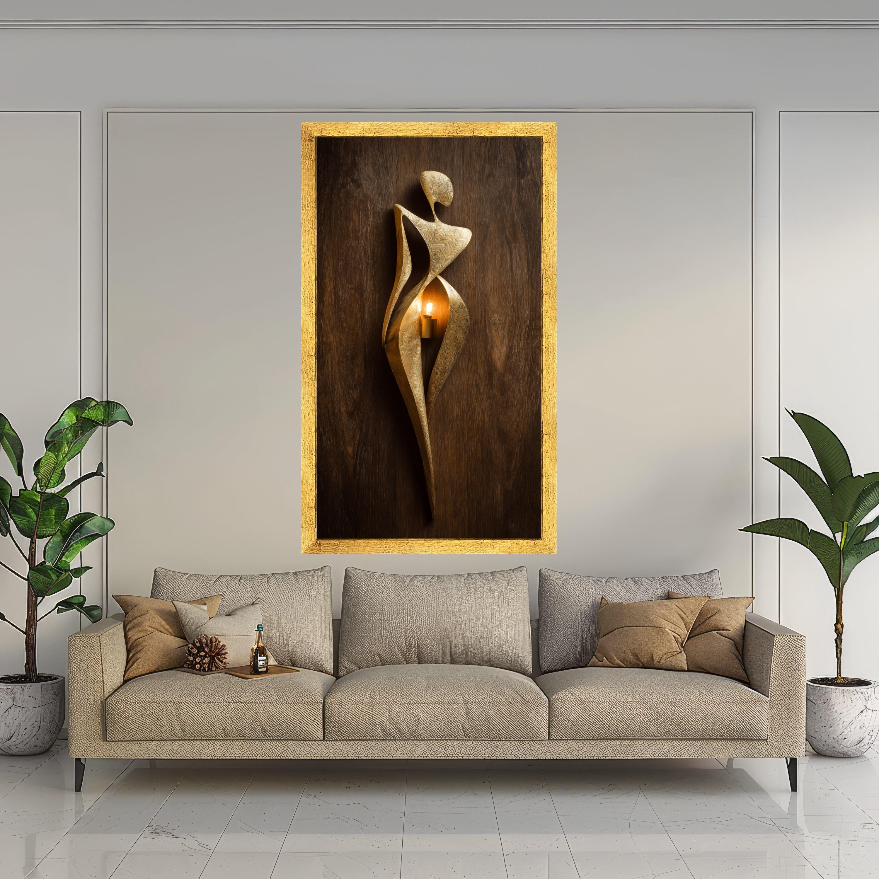 Abstract Sculpture Canvas Wall Art, Modern Figurative Design, Gold Art, Contemporary Home Decoration, Elegant Wall Hanging