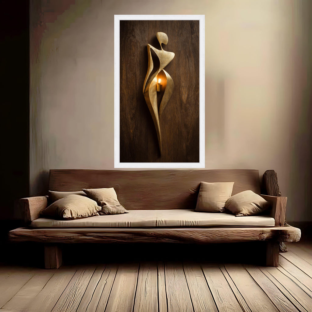 Abstract Sculpture Canvas Wall Art, Modern Figurative Design, Gold Art, Contemporary Home Decoration, Elegant Wall Hanging
