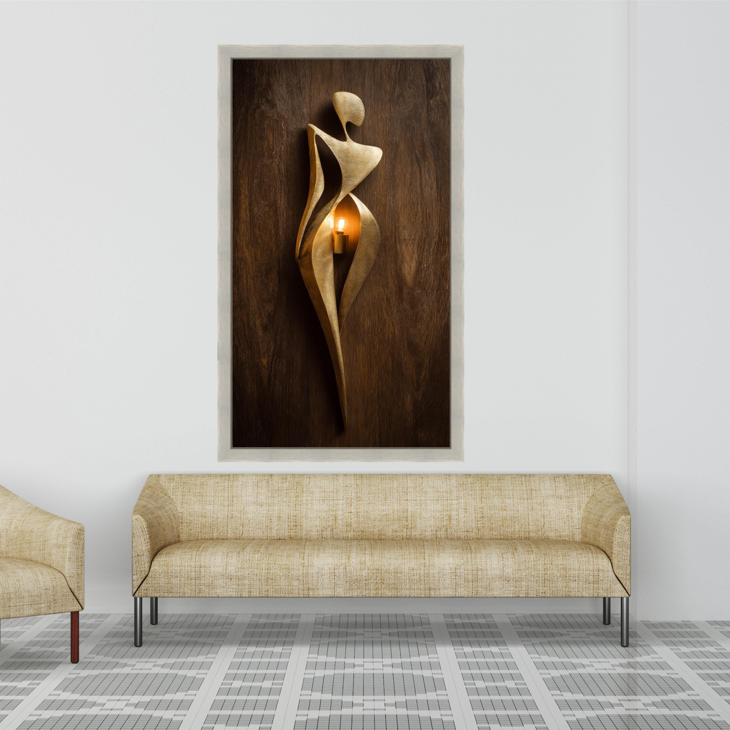 Abstract Sculpture Canvas Wall Art, Modern Figurative Design, Gold Art, Contemporary Home Decoration, Elegant Wall Hanging