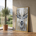 Rustic Deer Head Canvas Wall Art, Woodland Animal Painting, Neutral Tones Wildlife Canvas, Farmhouse Rustic Home Decor, Ready to Hang