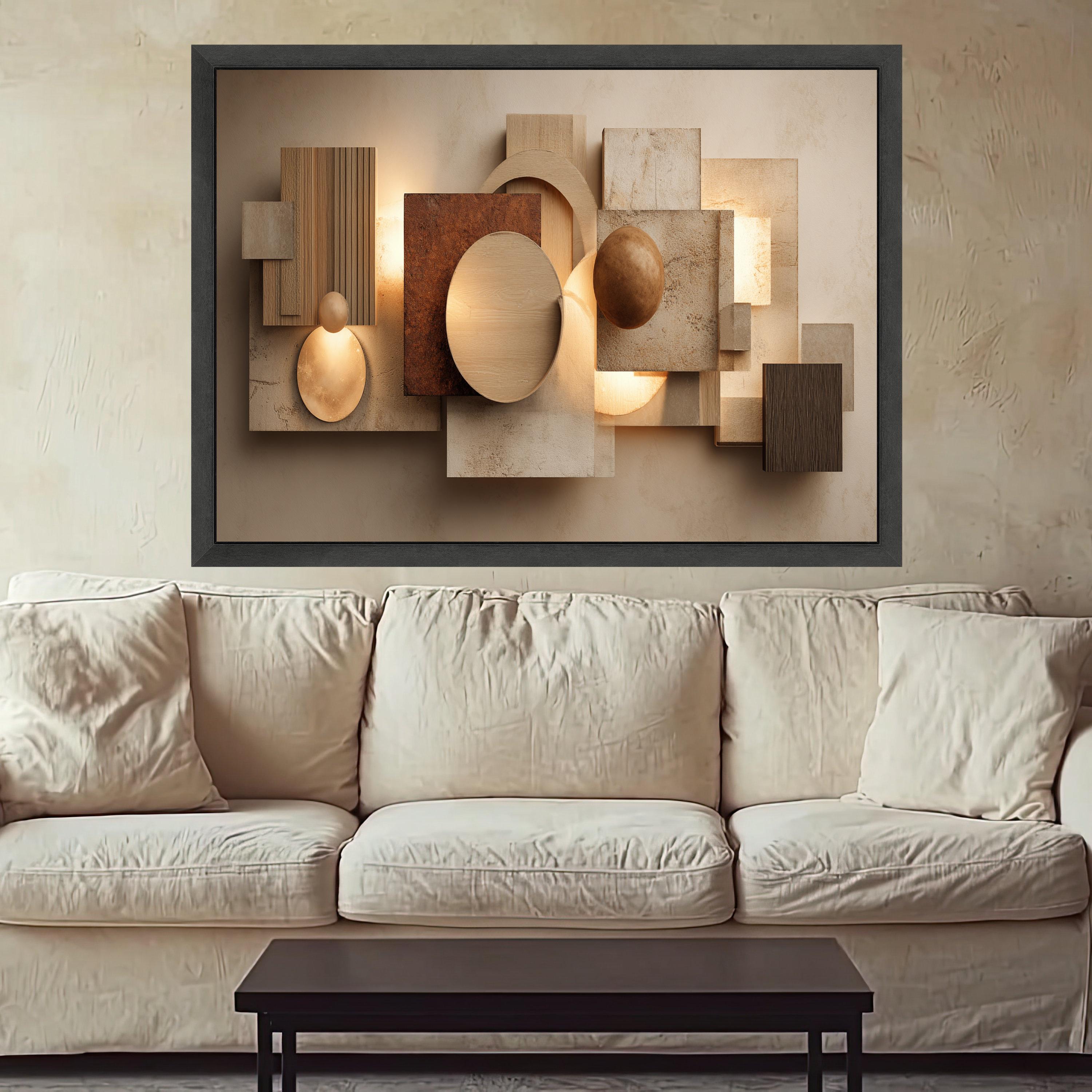 Modern Geometric Canvas Wall Art, Abstract Shapes, Neutral Earth Tones, Home Decoration, Contemporary Living Room Canvas