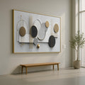 Modern Geometric Abstract Canvas Wall Art, Gold and Marble Circles, Minimalist Design, Luxury Home Decor, Contemporary Wall Sculpture