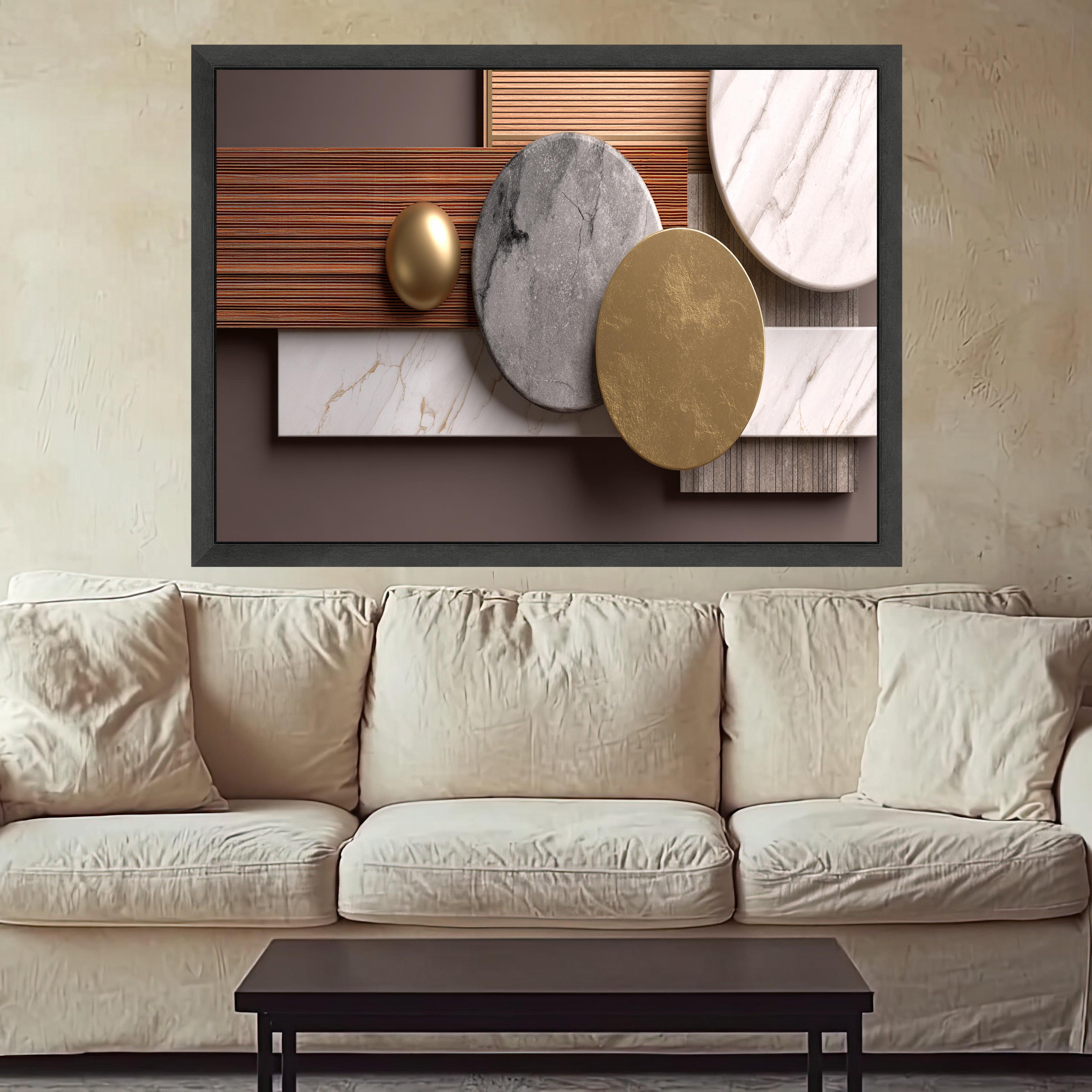 Modern Geometric Shapes Canvas, Abstract Marble Gold Wall Art, Design, Minimalist Home Decor, Luxury Canvas Decoration