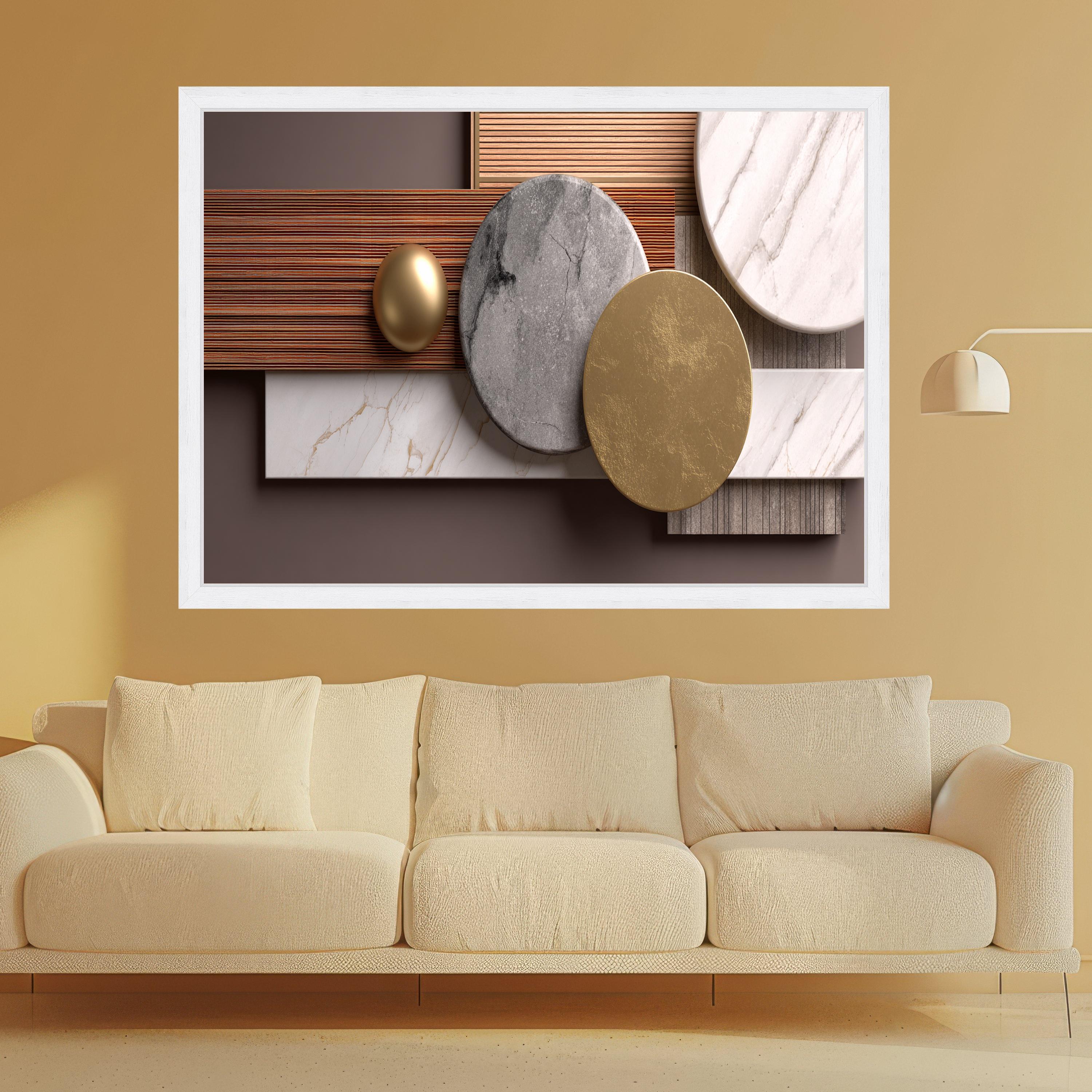 Modern Geometric Shapes Canvas, Abstract Marble Gold Wall Art, Design, Minimalist Home Decor, Luxury Canvas Decoration