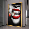 Red Lips Smoking Money, Modern Pop Art, Bold Wall Art, Graphic Print Decor
