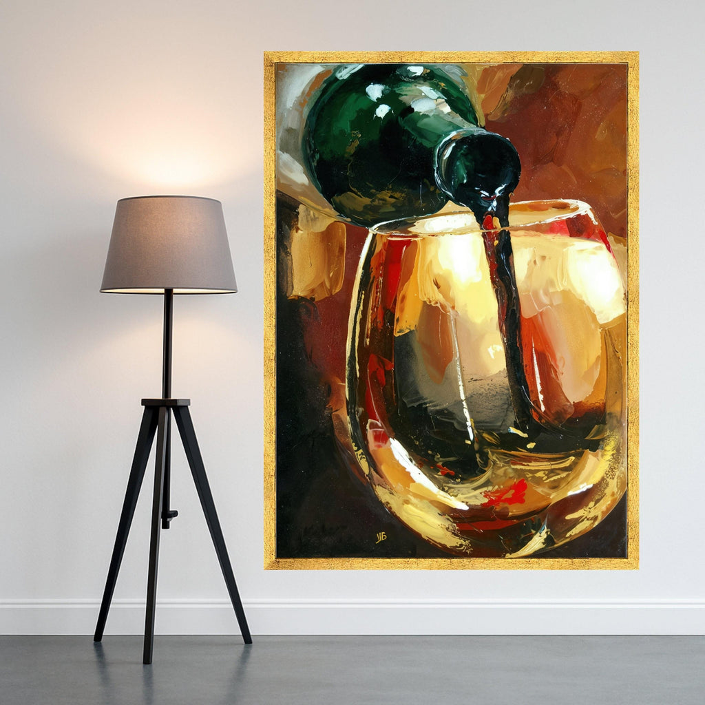 Wine Pouring Canvas Art, Glass of Red Wine Print, Alcohol Beverage Wall Art, Bar Decor, Kitchen Canvas Decoration