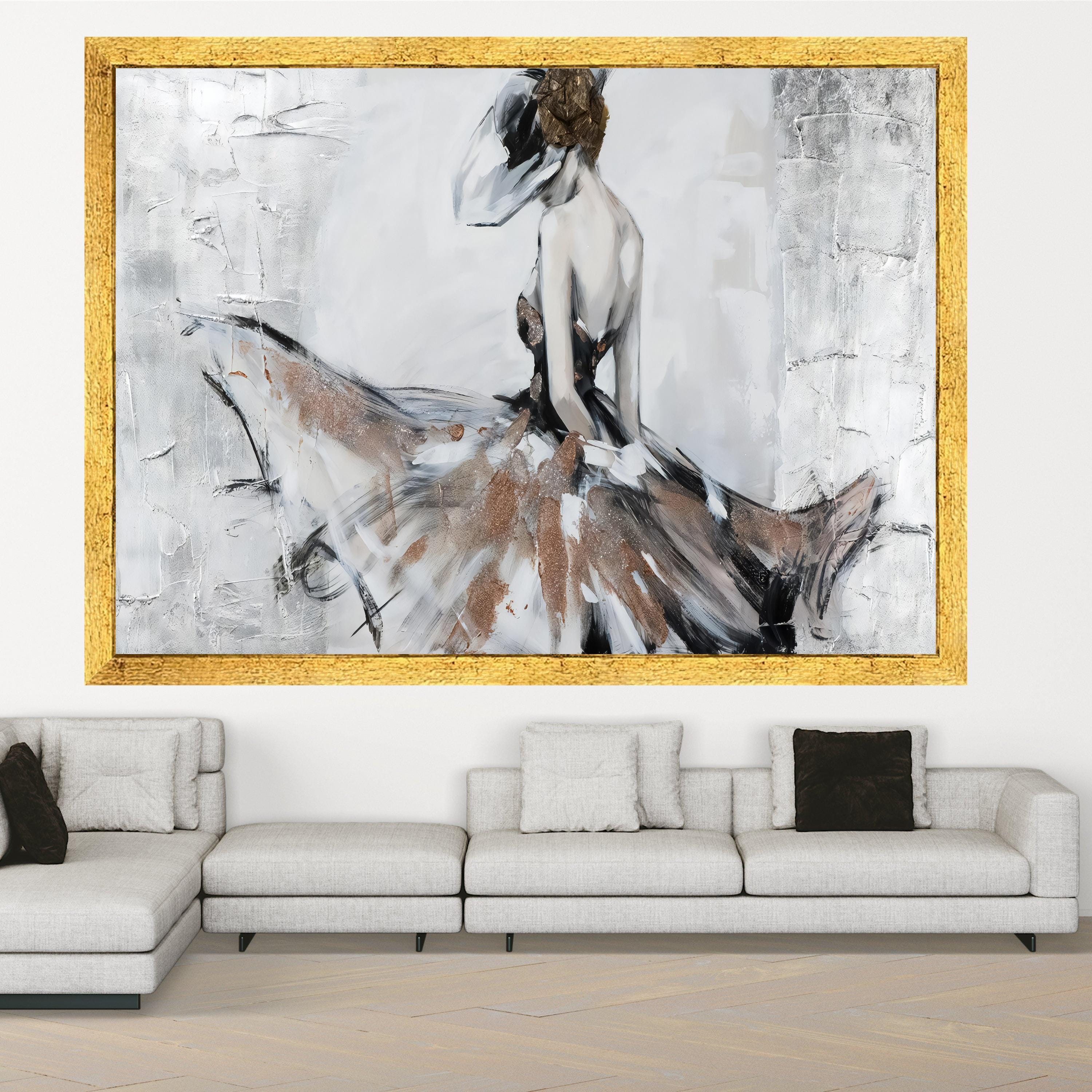 Elegant Ballerina Art Print, Abstract Dance Wall Art, Canvas Decor
