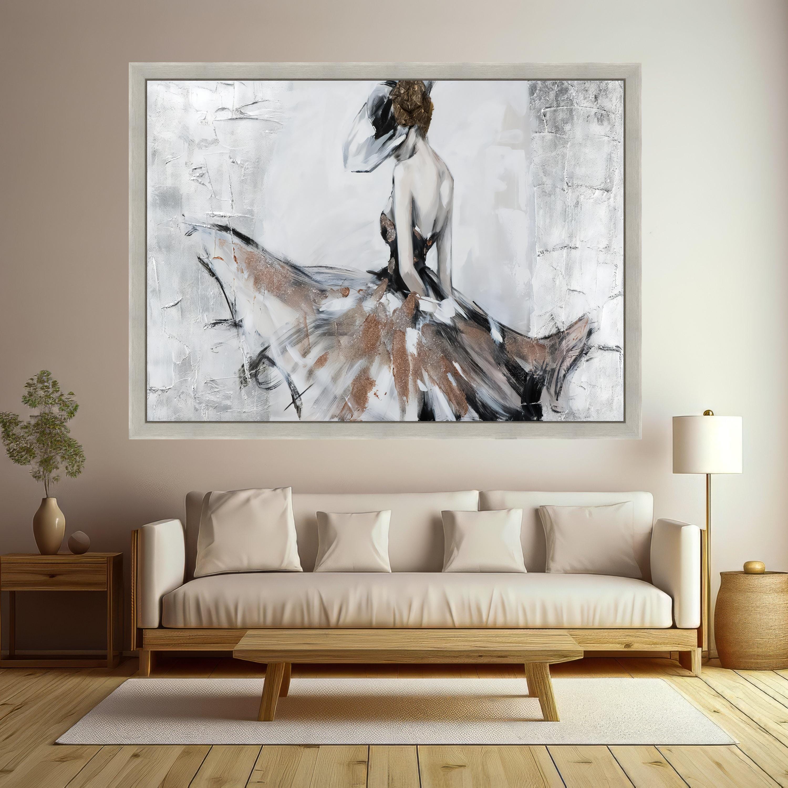 Elegant Ballerina Art Print, Abstract Dance Wall Art, Canvas Decor
