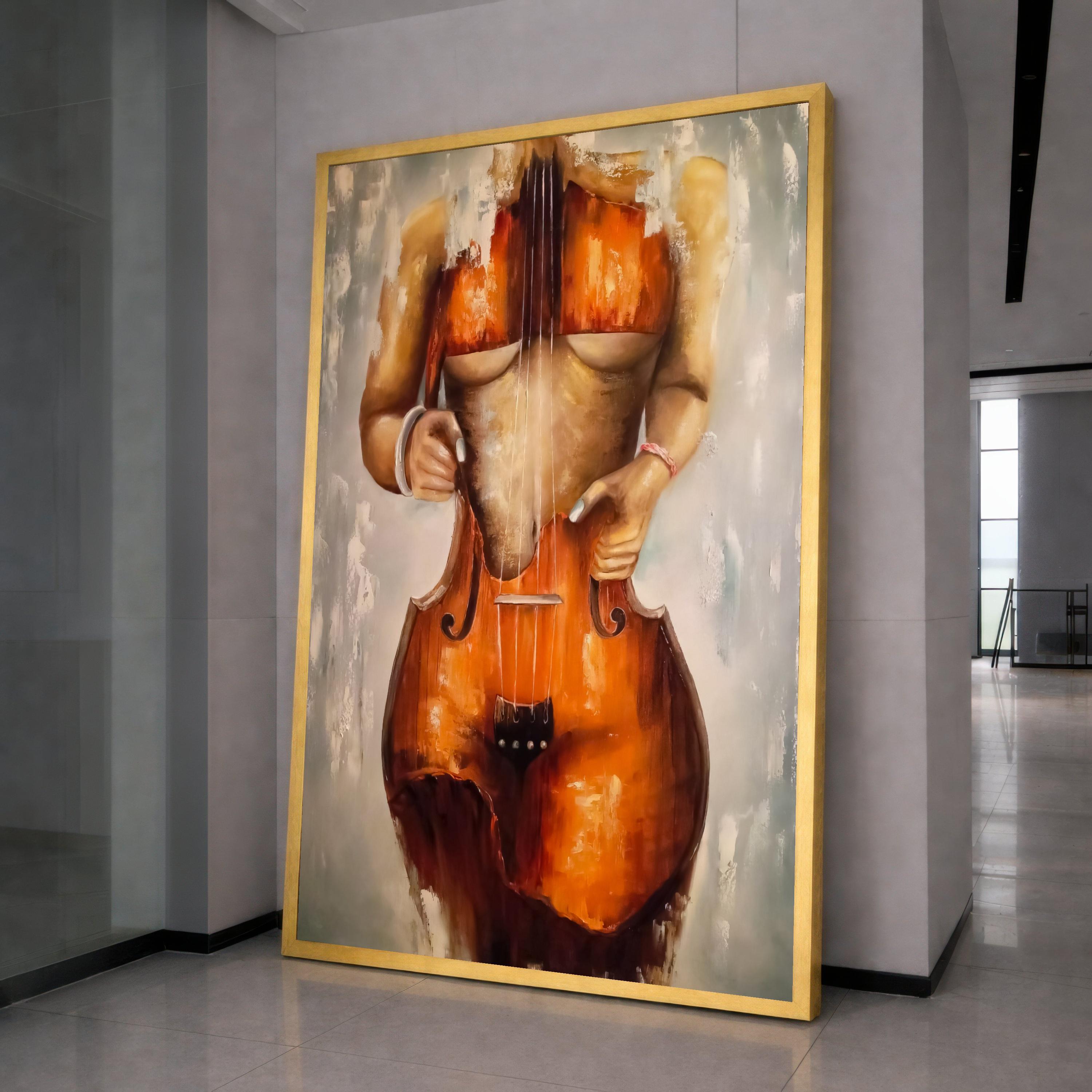 Abstract Violin Body Art, Musical Instrument Canvas Print, Artistic Wall Decor