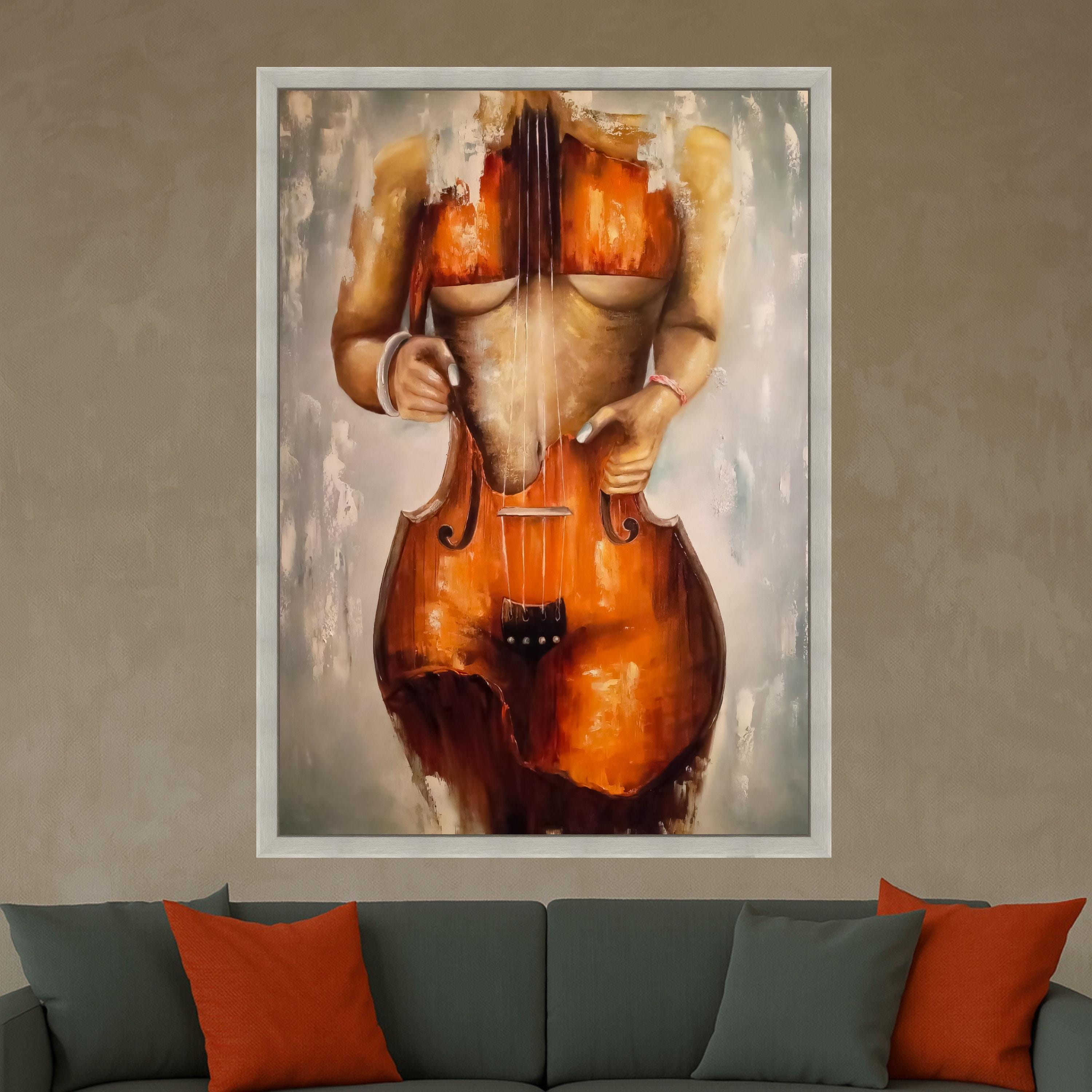 Abstract Violin Body Art, Musical Instrument Canvas Print, Artistic Wall Decor