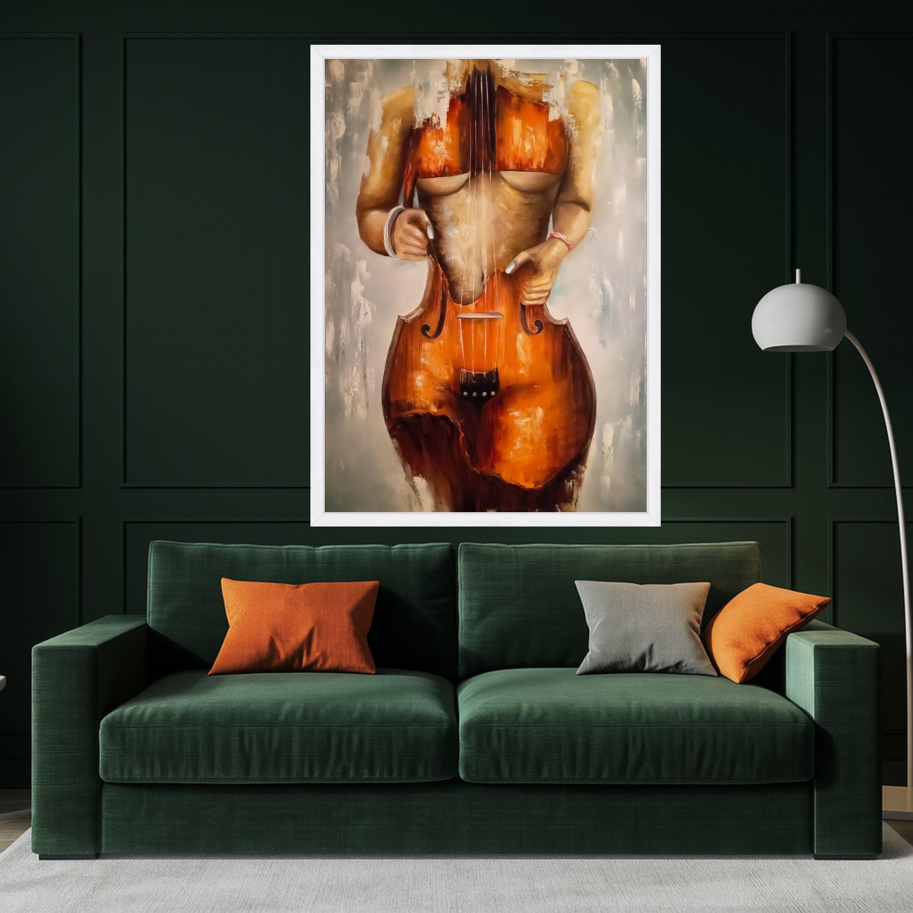 Abstract Violin Body Art, Musical Instrument Canvas Print, Artistic Wall Decor