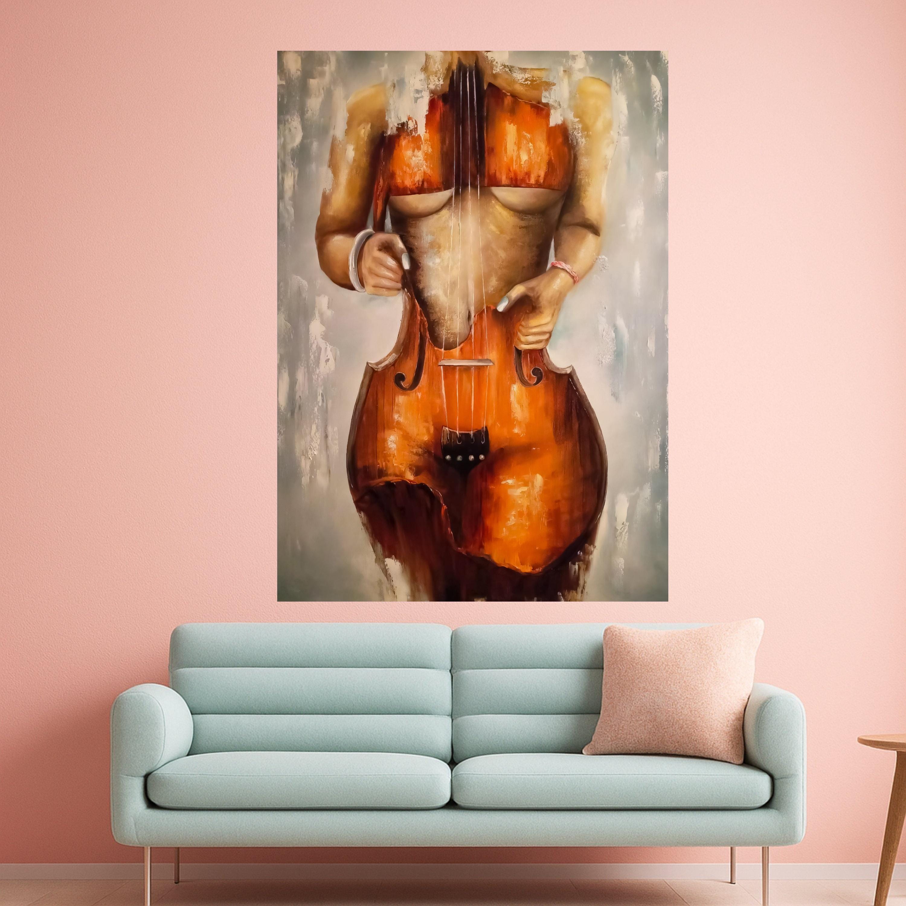 Abstract Violin Body Art, Musical Instrument Canvas Print, Artistic Wall Decor