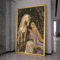 Unicorn and Princess Canvas Art, Fantasy Wall Art Decor, Mythical Creature Print, Magical Forest Canvas