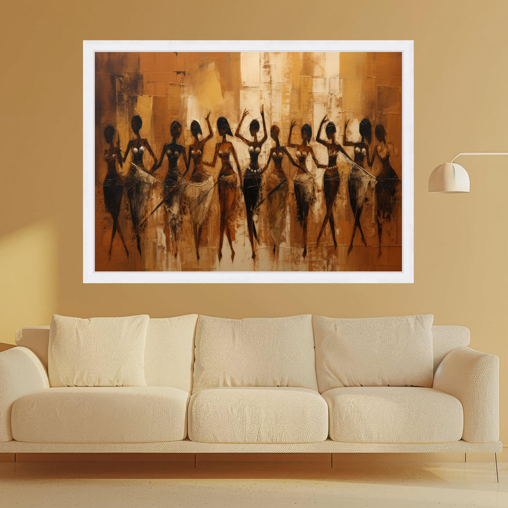 African Women Dancing Canvas Art, Ethnic Wall Art, Tribal Decor Print