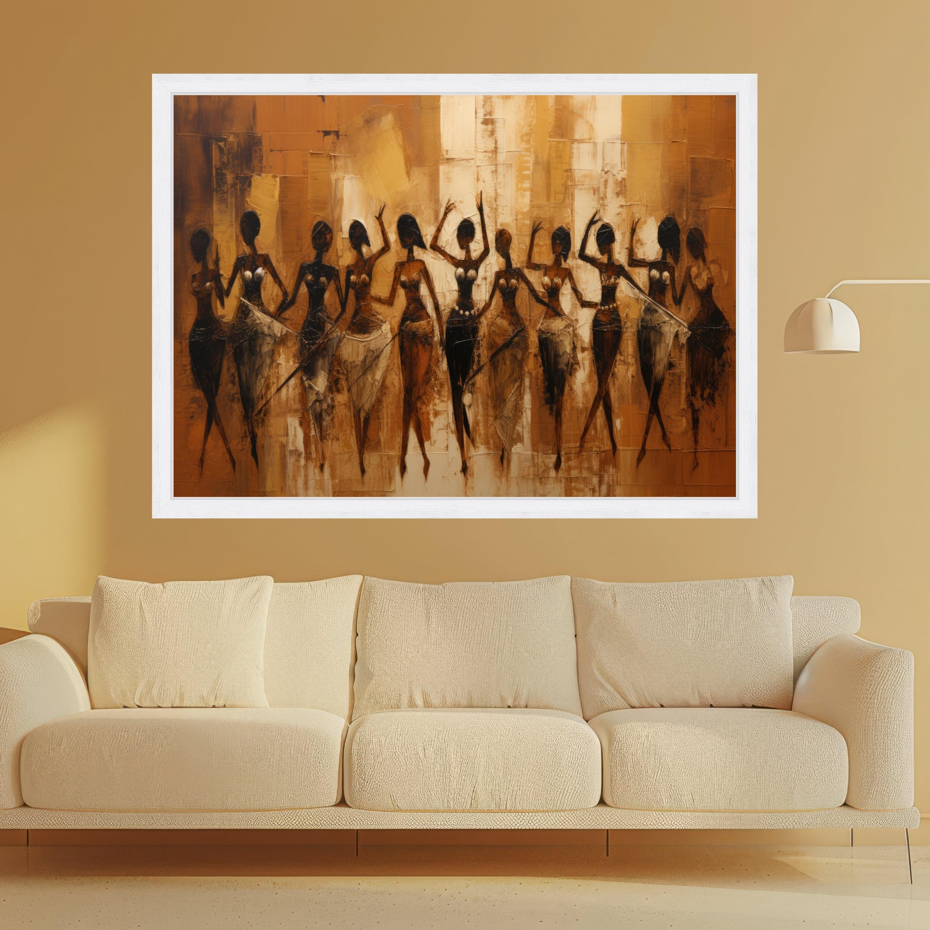 African Women Dancing Canvas Art, Ethnic Wall Art, Tribal Decor Print