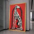 Modern Dalmatian Dog Art, Geometric Animal Canvas, Bold Red Wall Decor, Abstract Pet Portrait, Contemporary Canvas Wall Art