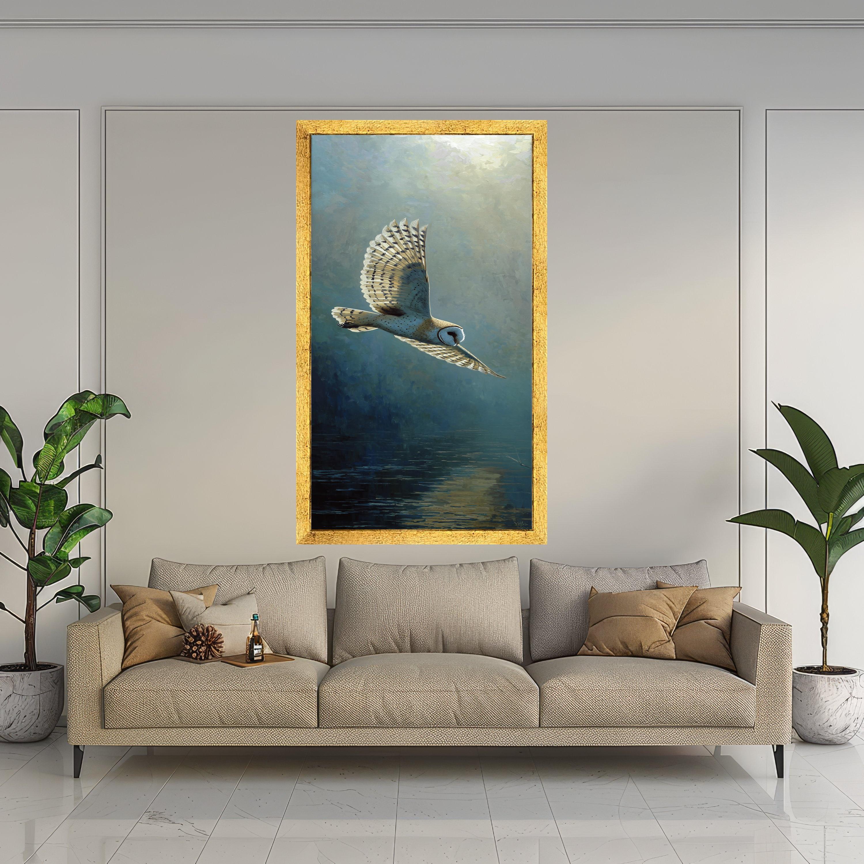 Silent Flight Barn Owl Canvas, Wildlife Nature Wall Art, Mystical Bird of Prey Painting, Soaring Owl Canvas Decor, Ready to Hang Home Art