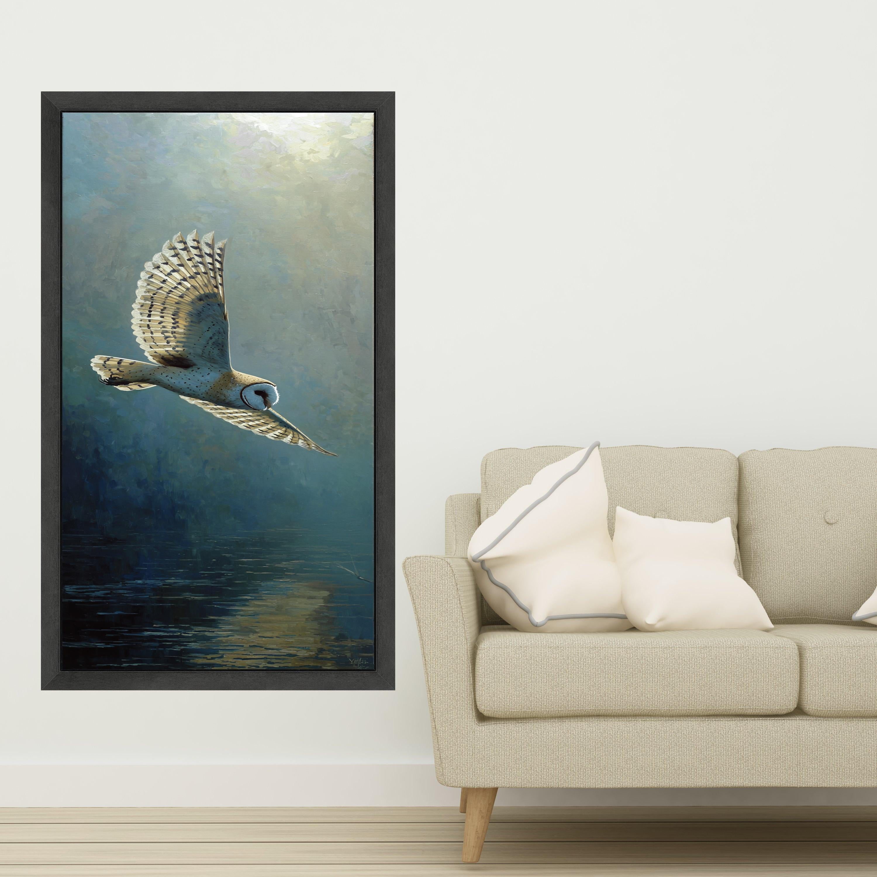 Silent Flight Barn Owl Canvas, Wildlife Nature Wall Art, Mystical Bird of Prey Painting, Soaring Owl Canvas Decor, Ready to Hang Home Art