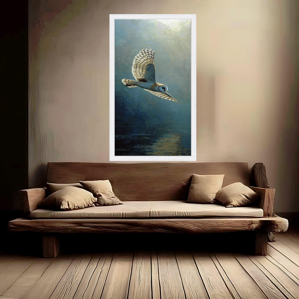 Silent Flight Barn Owl Canvas, Wildlife Nature Wall Art, Mystical Bird of Prey Painting, Soaring Owl Canvas Decor, Ready to Hang Home Art