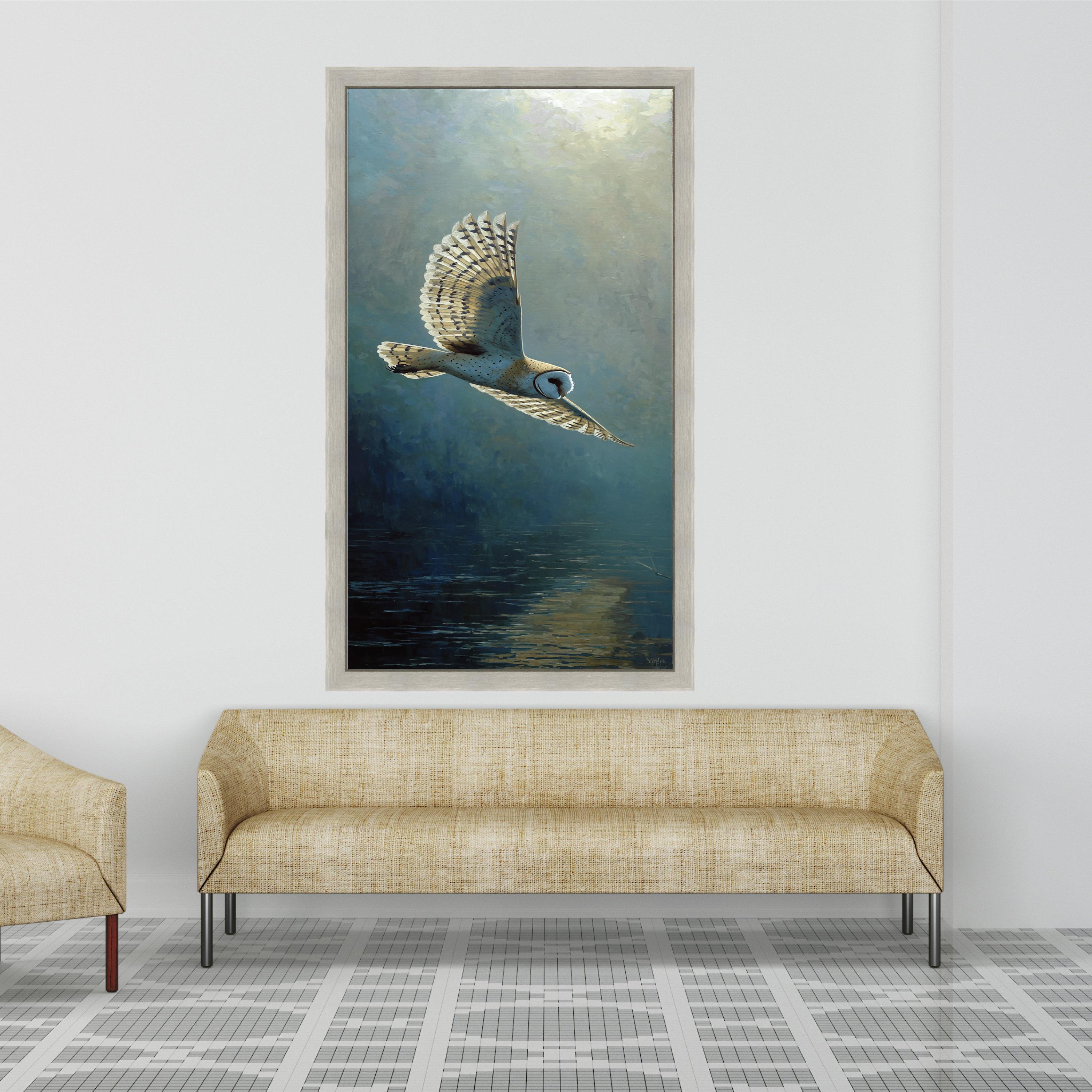 Silent Flight Barn Owl Canvas, Wildlife Nature Wall Art, Mystical Bird of Prey Painting, Soaring Owl Canvas Decor, Ready to Hang Home Art