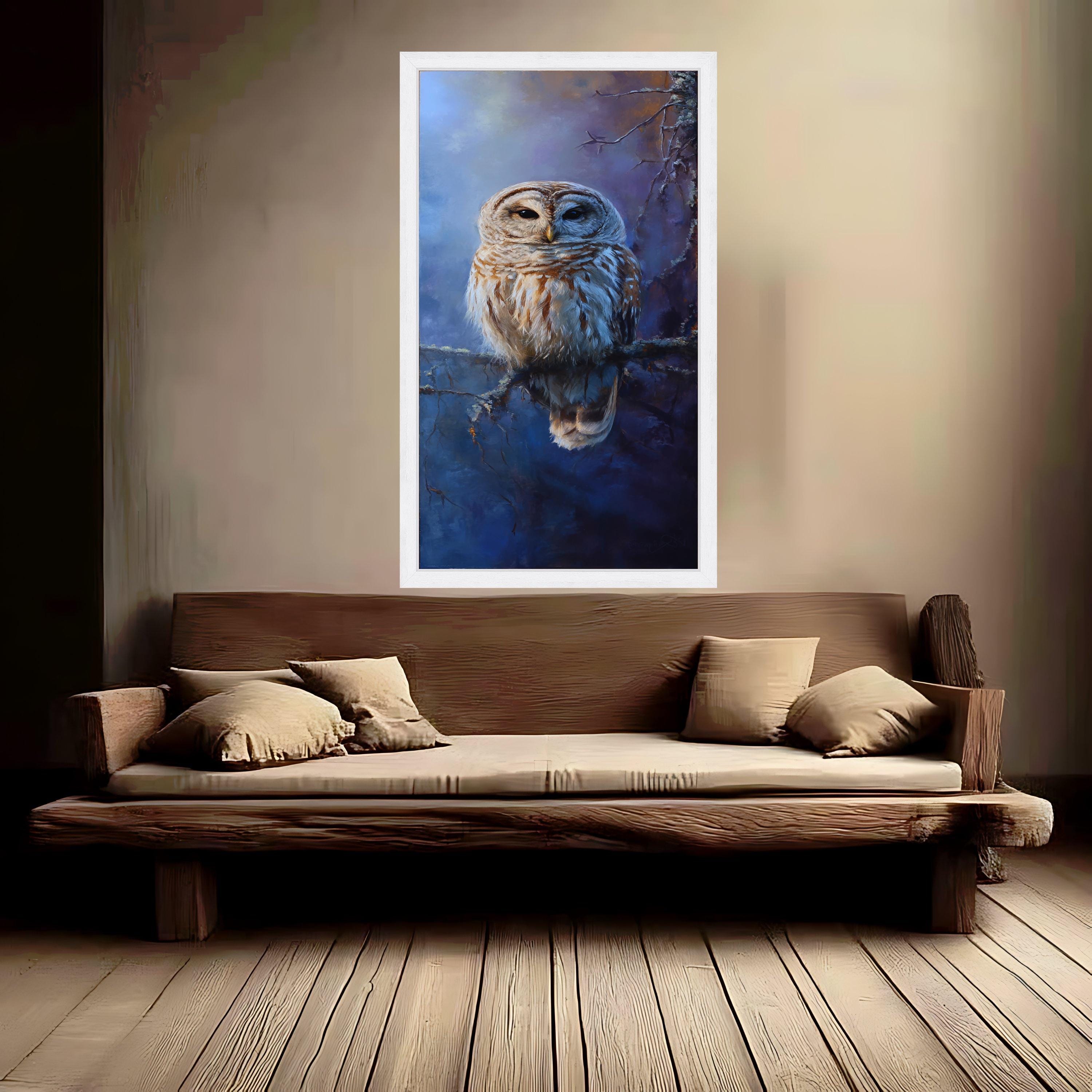 Majestic Owl on Branch Canvas, Wildlife Wall Art, Realistic Bird Painting, Nature Decor, Forest Animal Canvas, Bird Lover Gift, Ready to