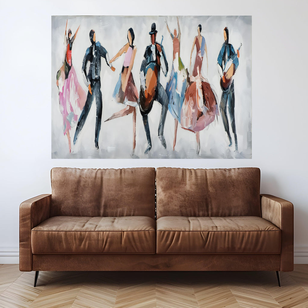 Vibrant Flamenco Dance Canvas, Abstract Spanish Culture Wall Art, Colorful Music and Dance Painting, Modern Home Decoration